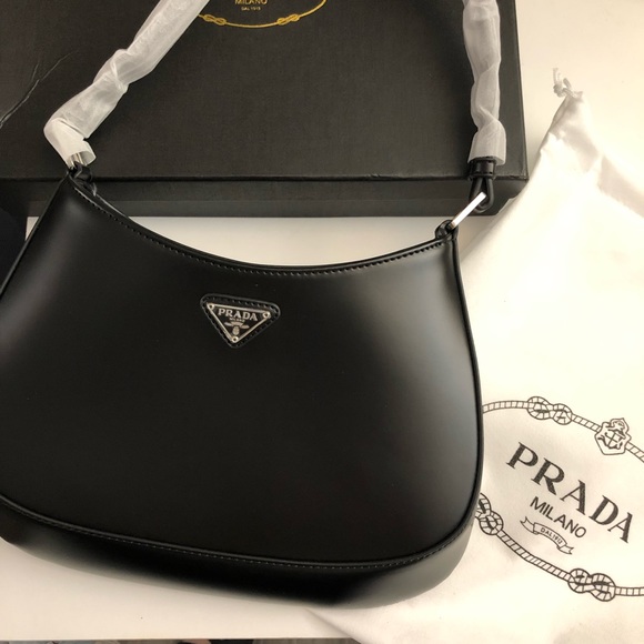 Prada Handbags - PRADA Cleo Black Genuine Leather Handbag